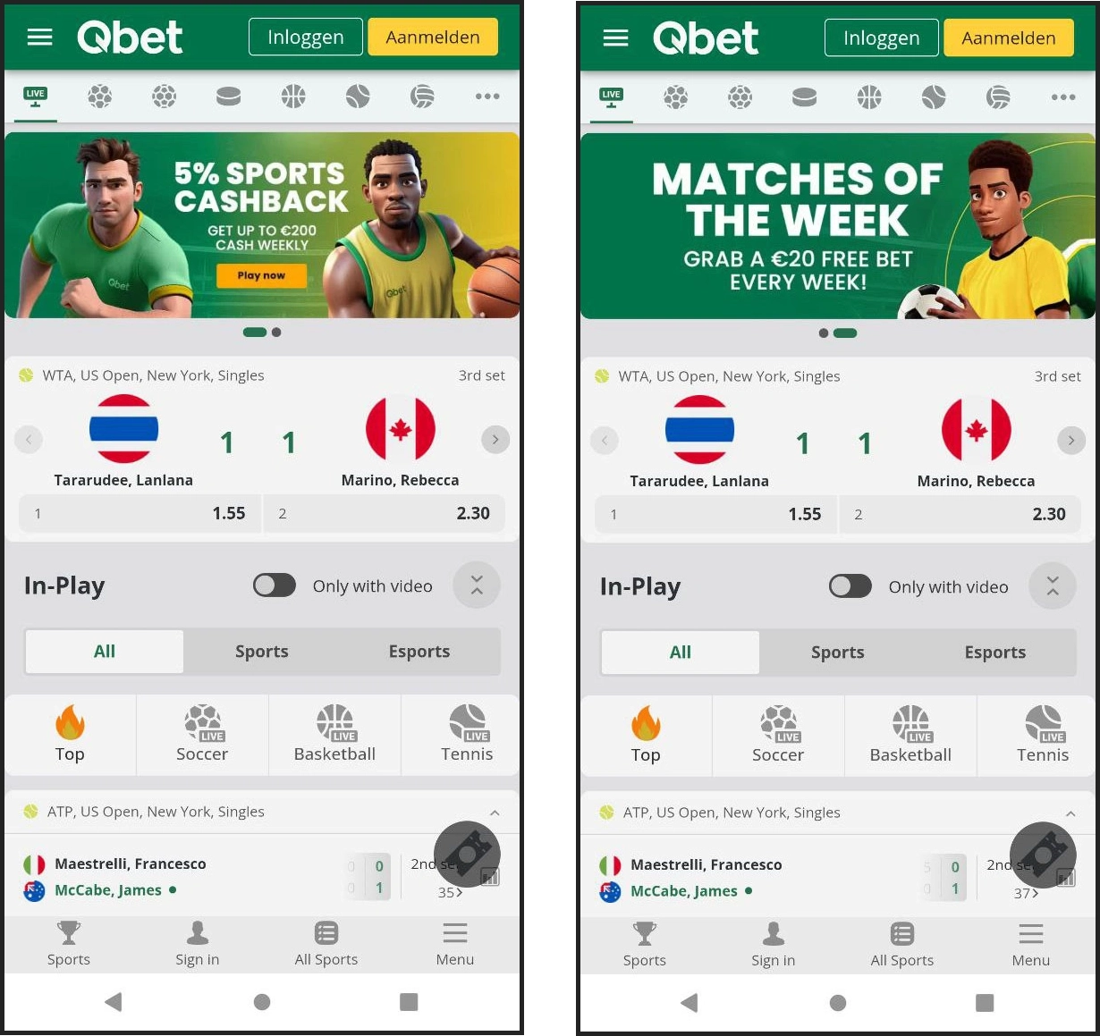 Live inzetten tijdens sportwedstrijden